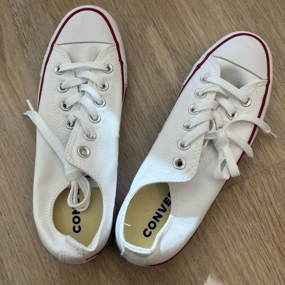 Converse Classic White Sneakers with Red Accents